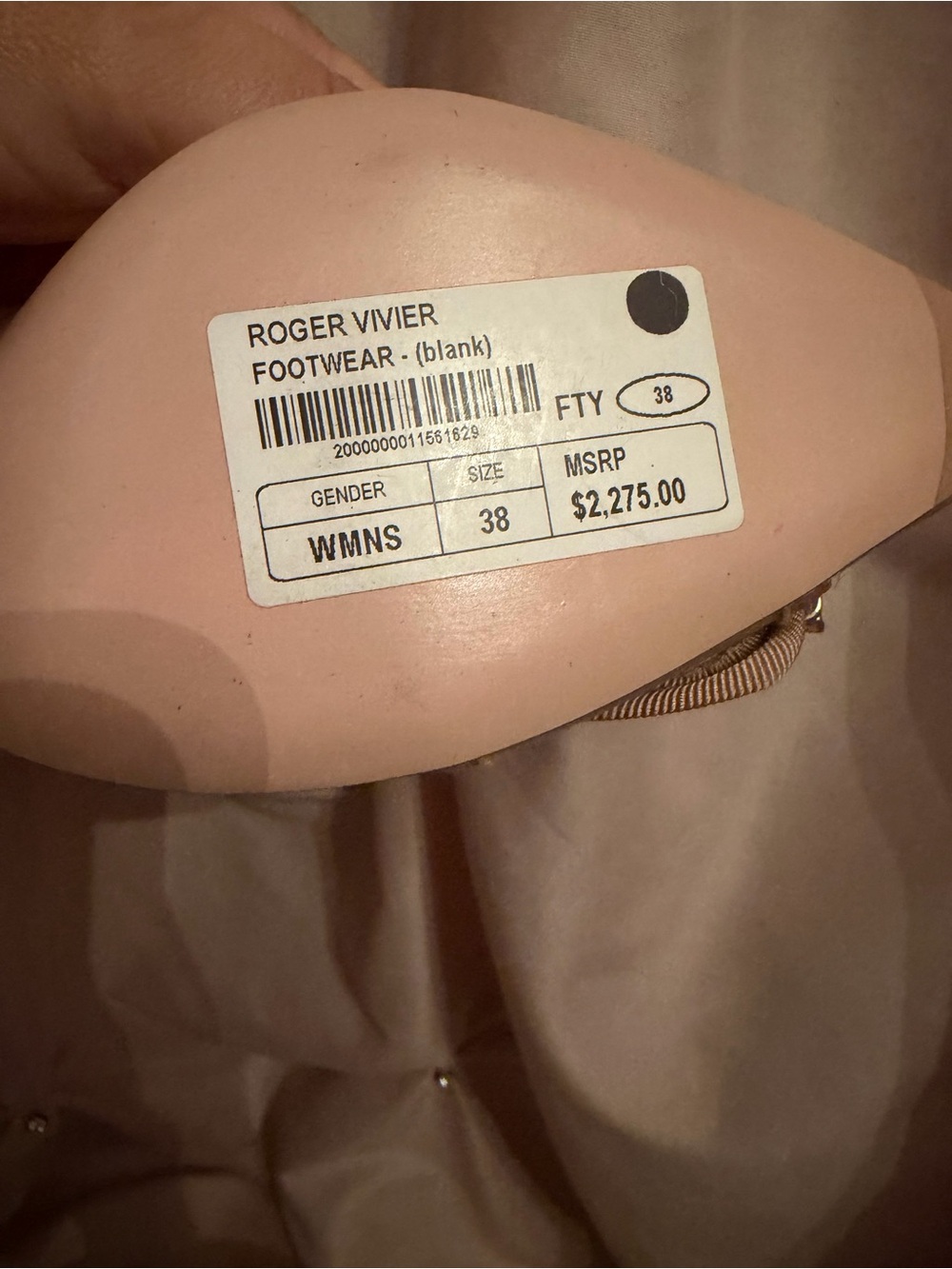 Roger Vivier champagne blush pink silk pointed-toe heels 38 crystal buckle - Picture 8 of 8